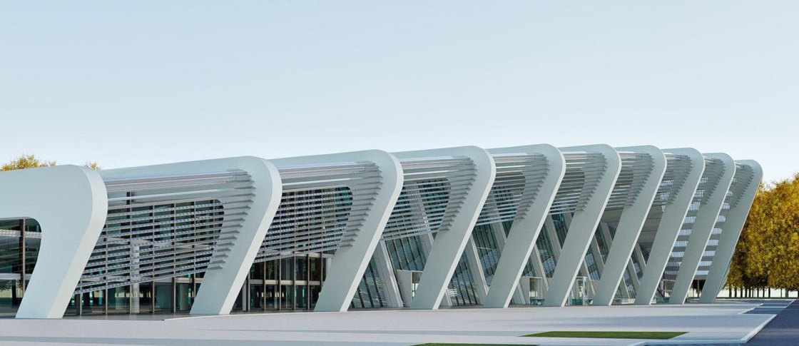 The entrance front from the approach