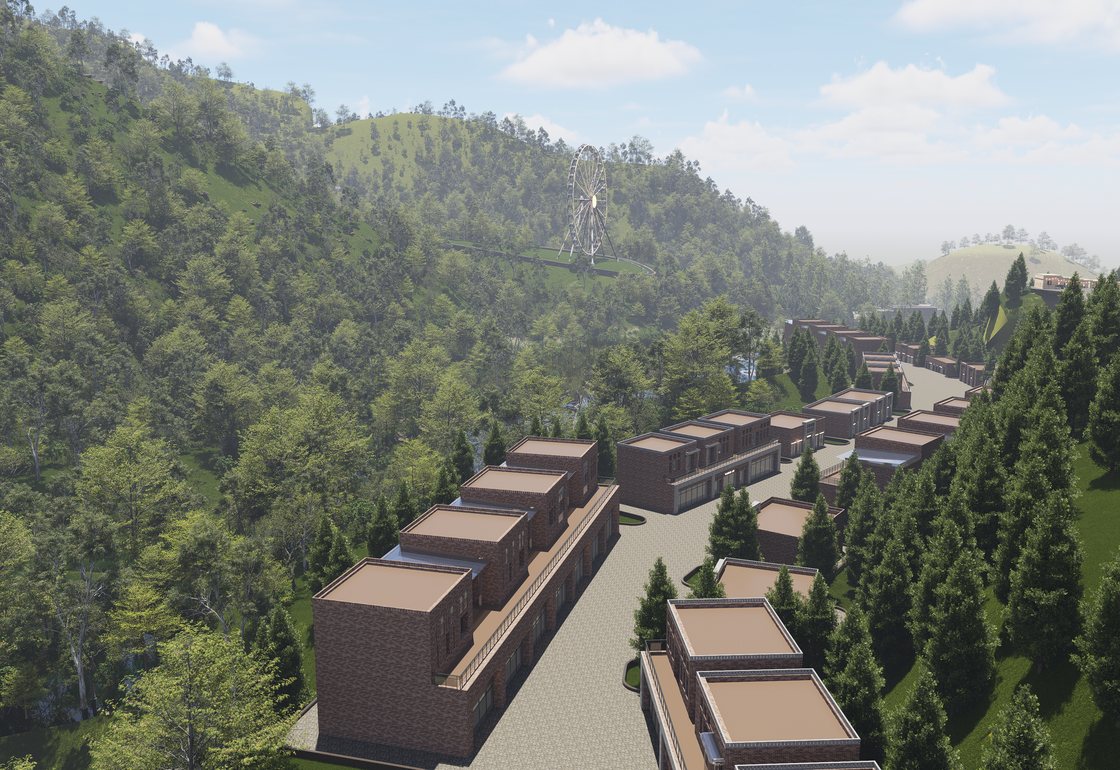 Terraced resort village