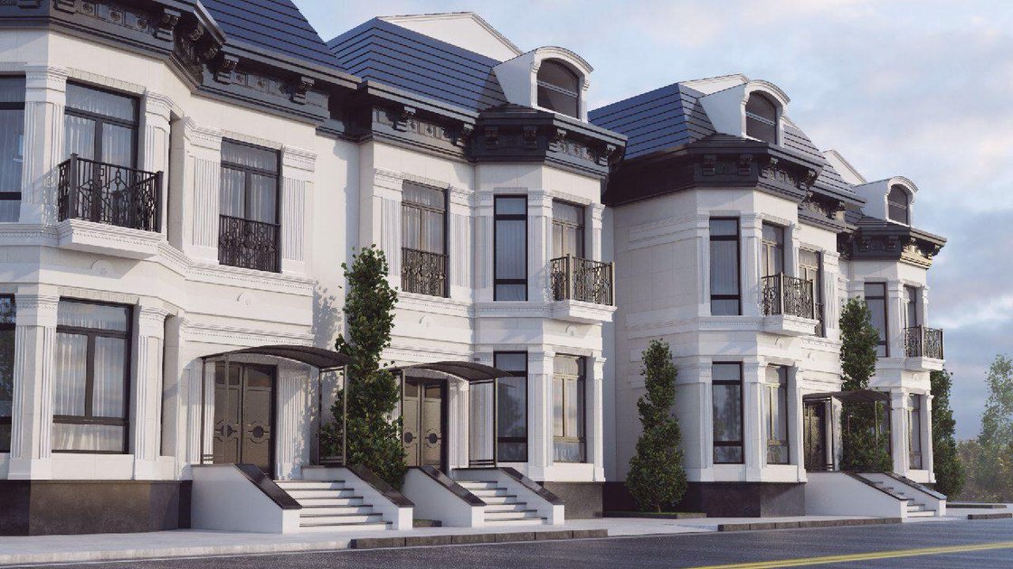 Townhouse facade study — classical elevation with a mansard