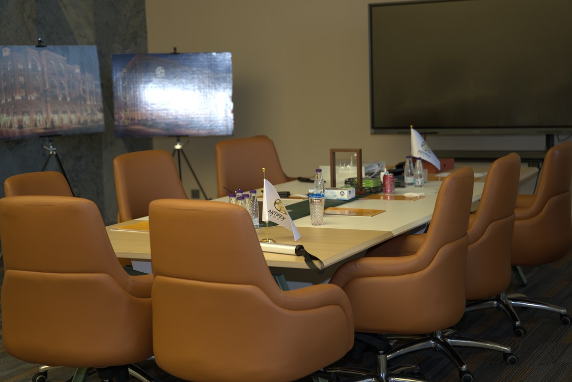 The boardroom, set up before a working session