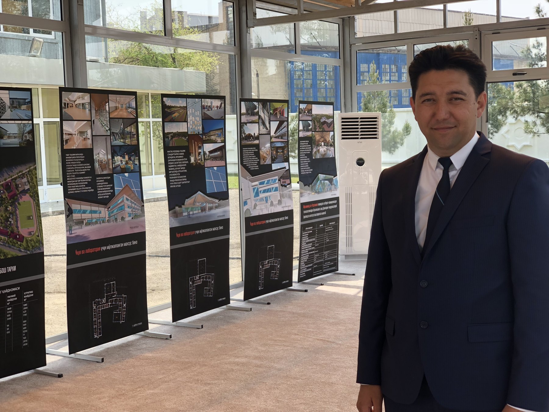 At the exhibition boards