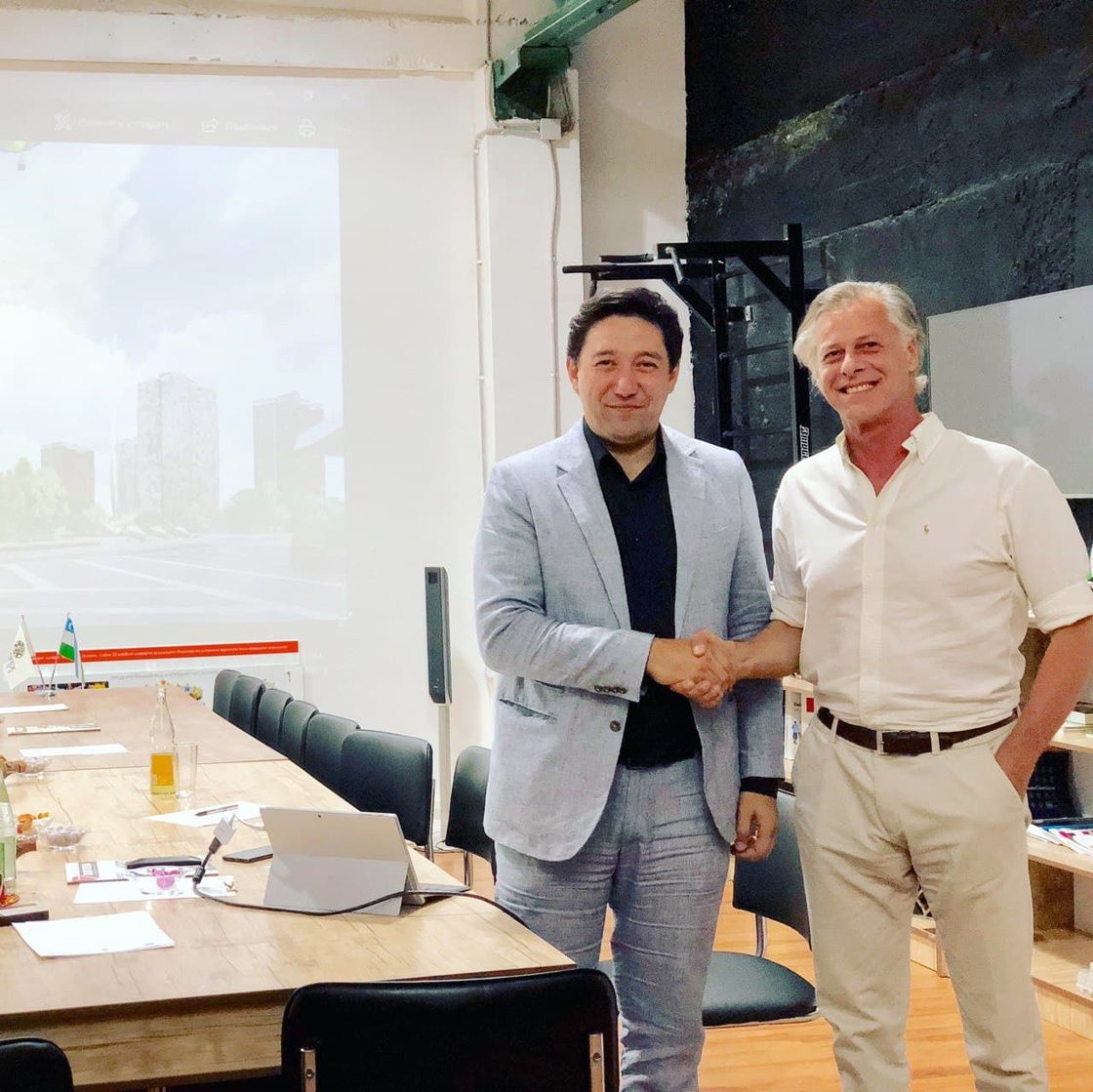 With a colleague after a meeting