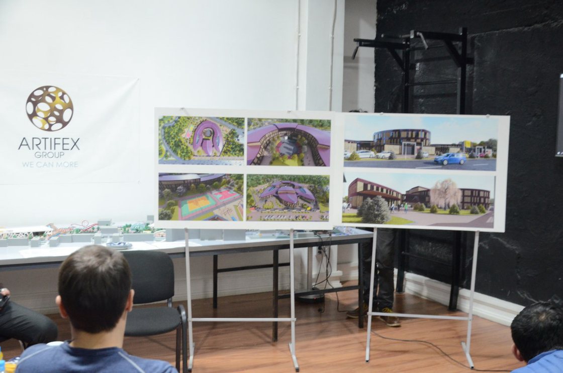 Presentation boards set out for a client review