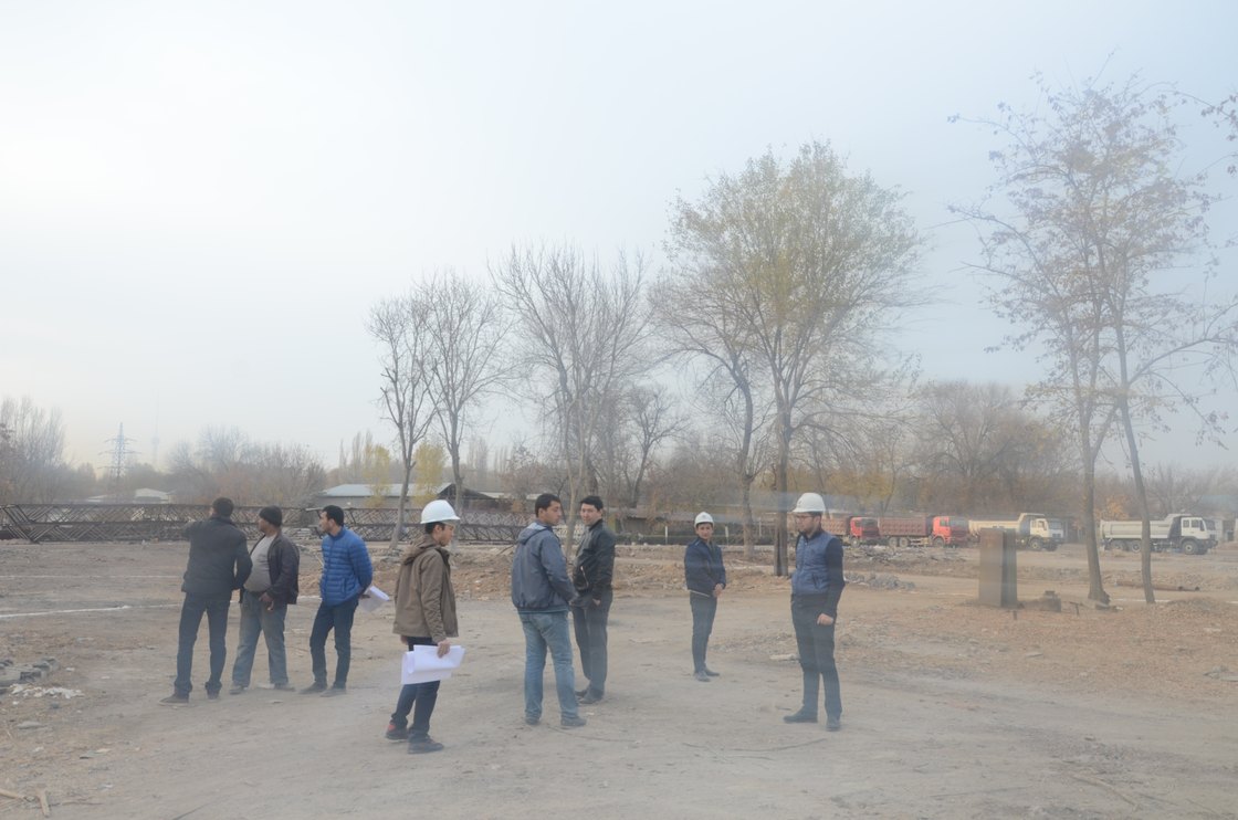 A site walk, hi-vis and hard hats
